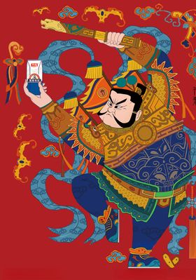 门神年画插画手绘画漫画