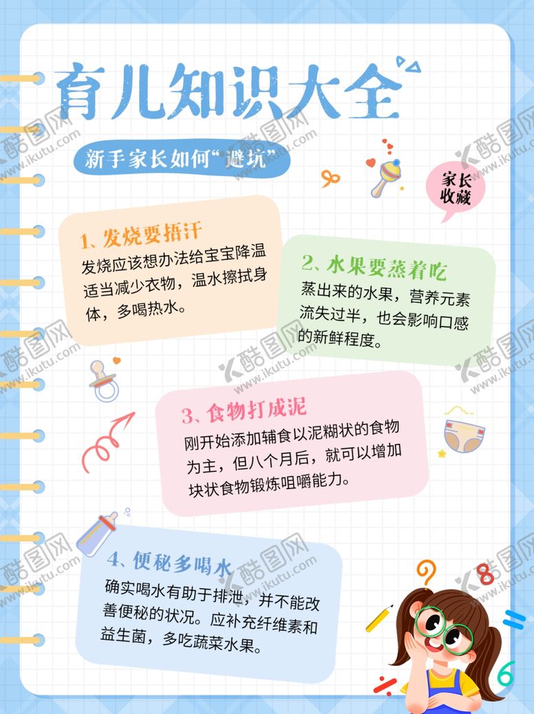 编号：82724011241237467372【酷图网】源文件下载-育儿知识卡通海报