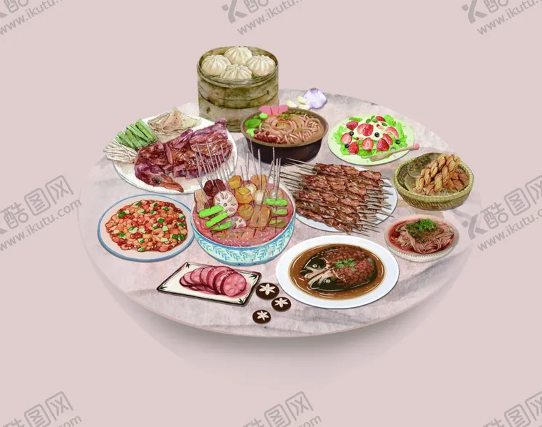 编号：54012604301501535182【酷图网】源文件下载-满桌菜肴年夜饭免扣