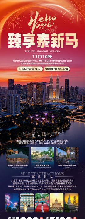 泰新马新年旅游促销海报