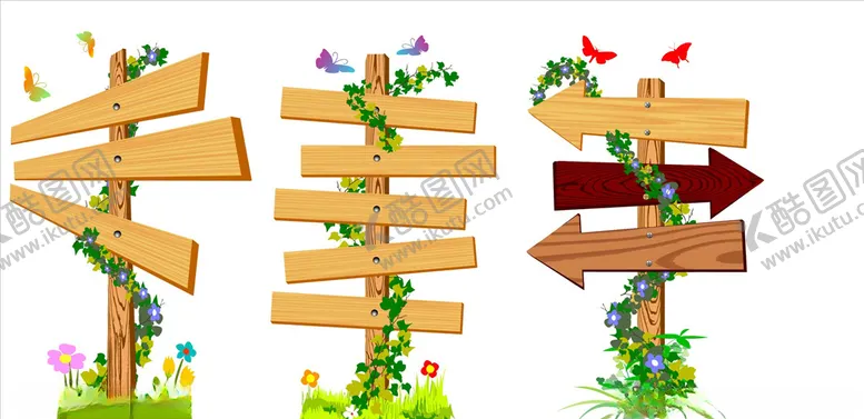 编号：88905209091200302896【酷图网】源文件下载-矢量木牌指示牌素材