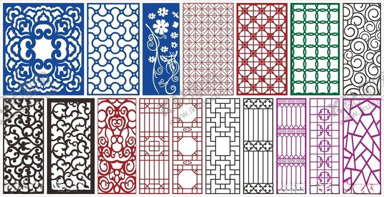 编号：22812011020424415432【酷图网】源文件下载-窗花镂空花纹屏风隔断雕花