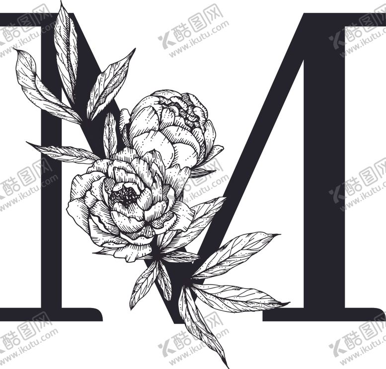 编号：92518210061043339362【酷图网】源文件下载-花卉装饰字母字母M