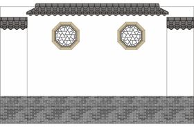 中国古典徽派建筑氛围墙