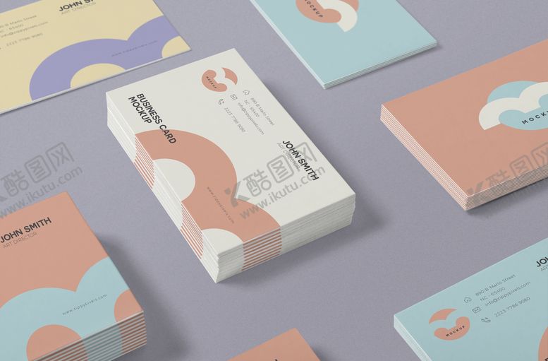 编号：20639809232356580469【酷图网】源文件下载-高端商业名片卡片摆放样机 