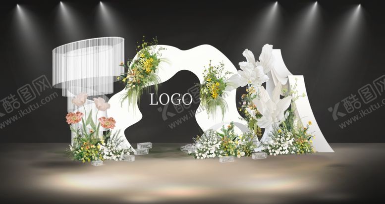 编号：98250411021414531422【酷图网】源文件下载-白色花卉婚礼拱门布置