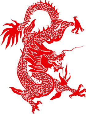 中国风金色龙元素潮插画古黑手绘