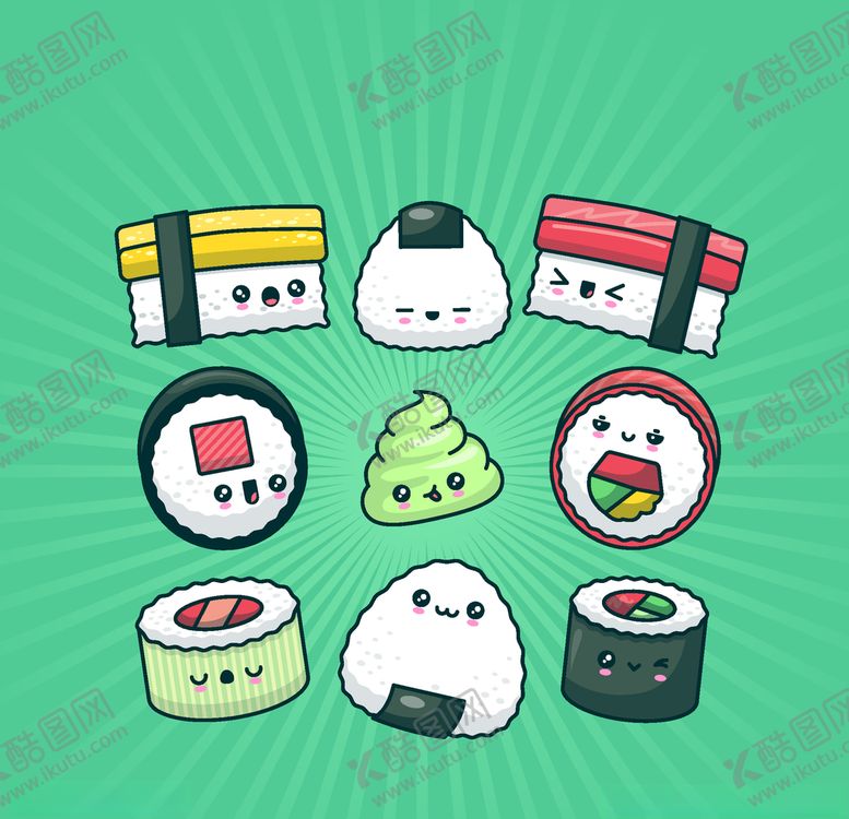 编号：87160809120317255769【酷图网】源文件下载-可爱寿司
