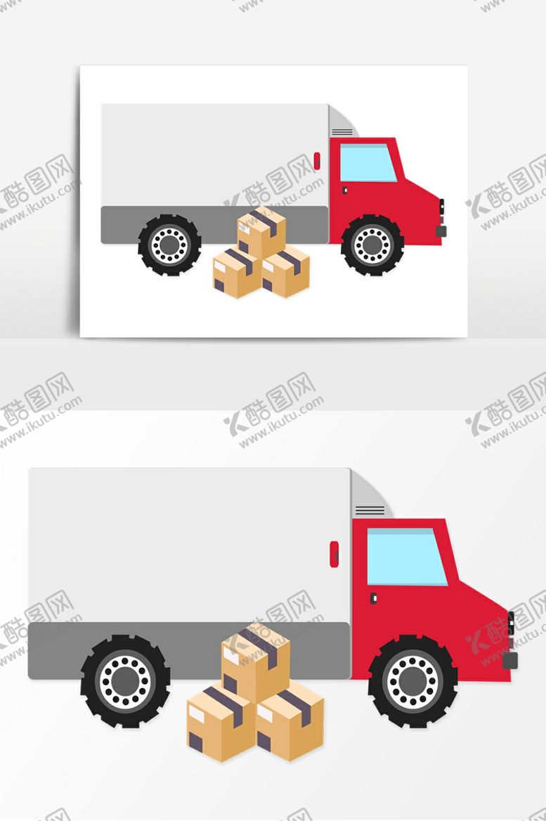 编号：92130810222057168040【酷图网】源文件下载-快递物流运输货车箱子购物手绘卡
