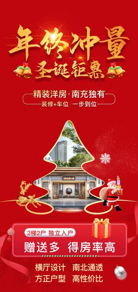 地产圣诞节洋房平安夜热销圣诞树海报