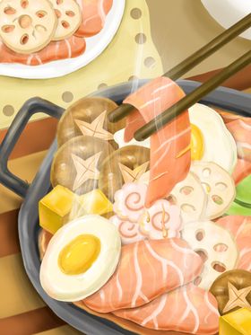 火锅插图手绘美食创意