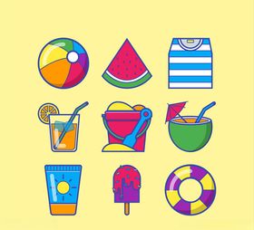 夏日度假图标矢量图