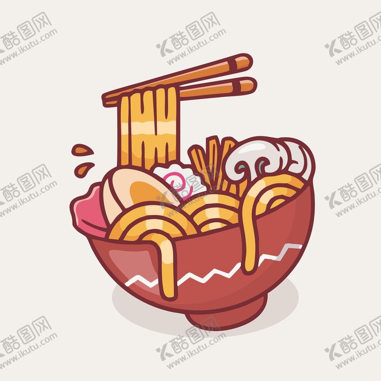 编号：68029802022310098805【酷图网】源文件下载-可爱拉面碗面矢量卡通插画