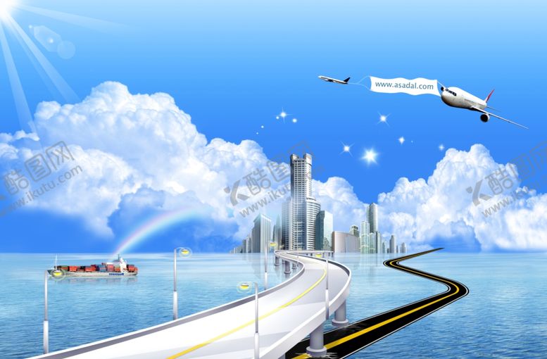 编号：34427307031009386132【酷图网】源文件下载-跨海大桥海岛城市