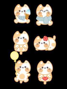 可爱卡通png猫咪图案印花素材