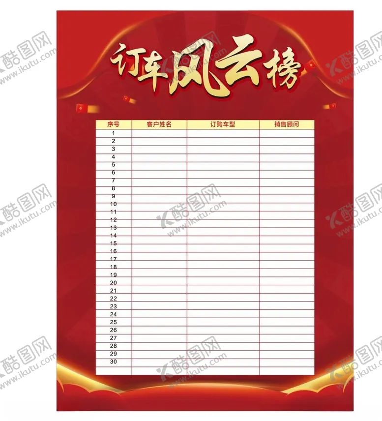 编号：30406112050453518197【酷图网】源文件下载-订车风云榜