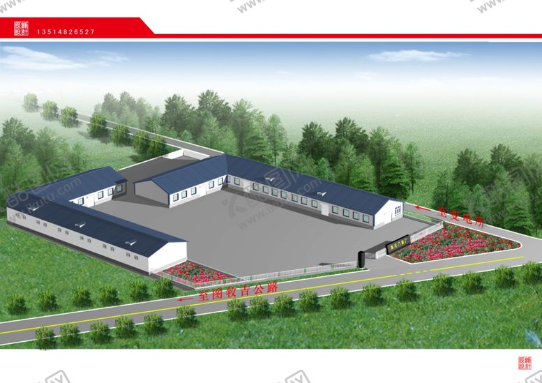 编号：42215509131551001777【酷图网】源文件下载-门窗厂鸟瞰图