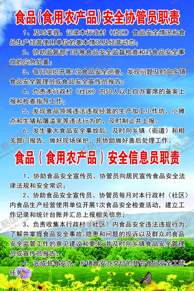 编号：79534110261229359007【酷图网】源文件下载-食品食用农产品安全协管员职责