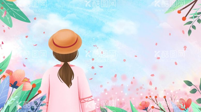 编号：20475909190755241602【酷图网】源文件下载-粉色女神节女孩创意插画设计