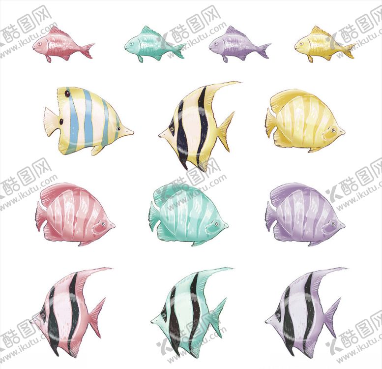 编号：21106310042121592447【酷图网】源文件下载-手绘鱼类