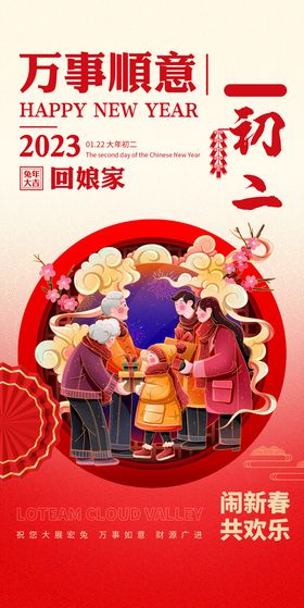 兔年大年初六春节系列海报图片