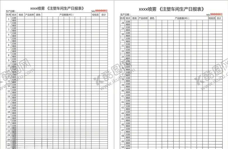 编号：58203807030729076614【酷图网】源文件下载-注塑车间生产日报表