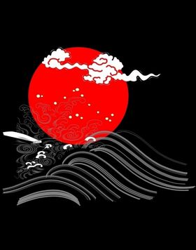 太阳祥云萦绕矢量图