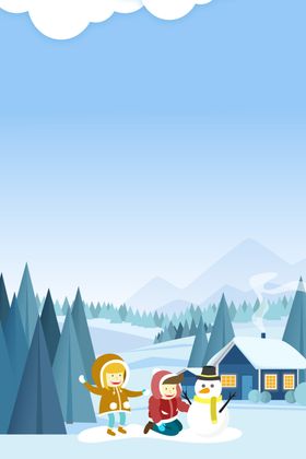 冬至雪景清新背景