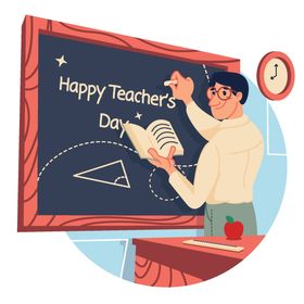 教师节卡通线稿学海报卡通