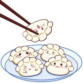 手绘饺子素材
