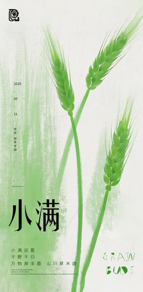 小满节气清新简约海报  