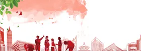 展板背景PSD分层素材红色