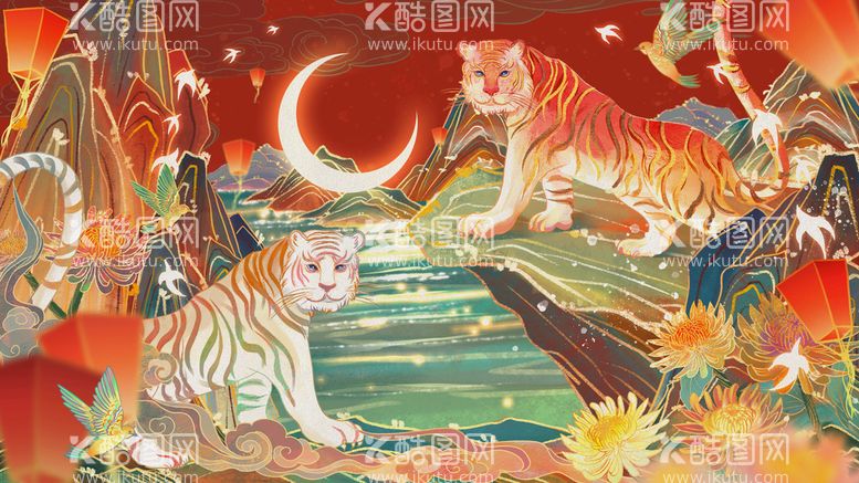 编号：81260810182328287027【酷图网】源文件下载-虎年插画海报