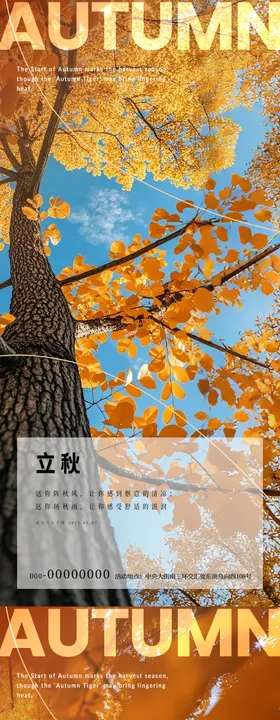 立秋秋分节气树林风景海报