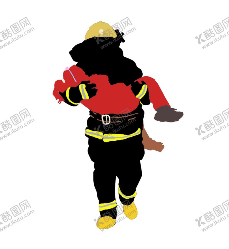 编号：40972805151815256683【酷图网】源文件下载-消防员救小女孩剪影