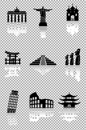 地标著名建筑插画