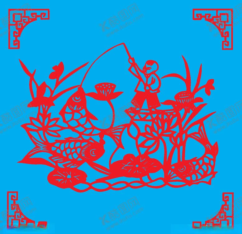 编号：89217307091555562191【酷图网】源文件下载-钓鱼剪纸