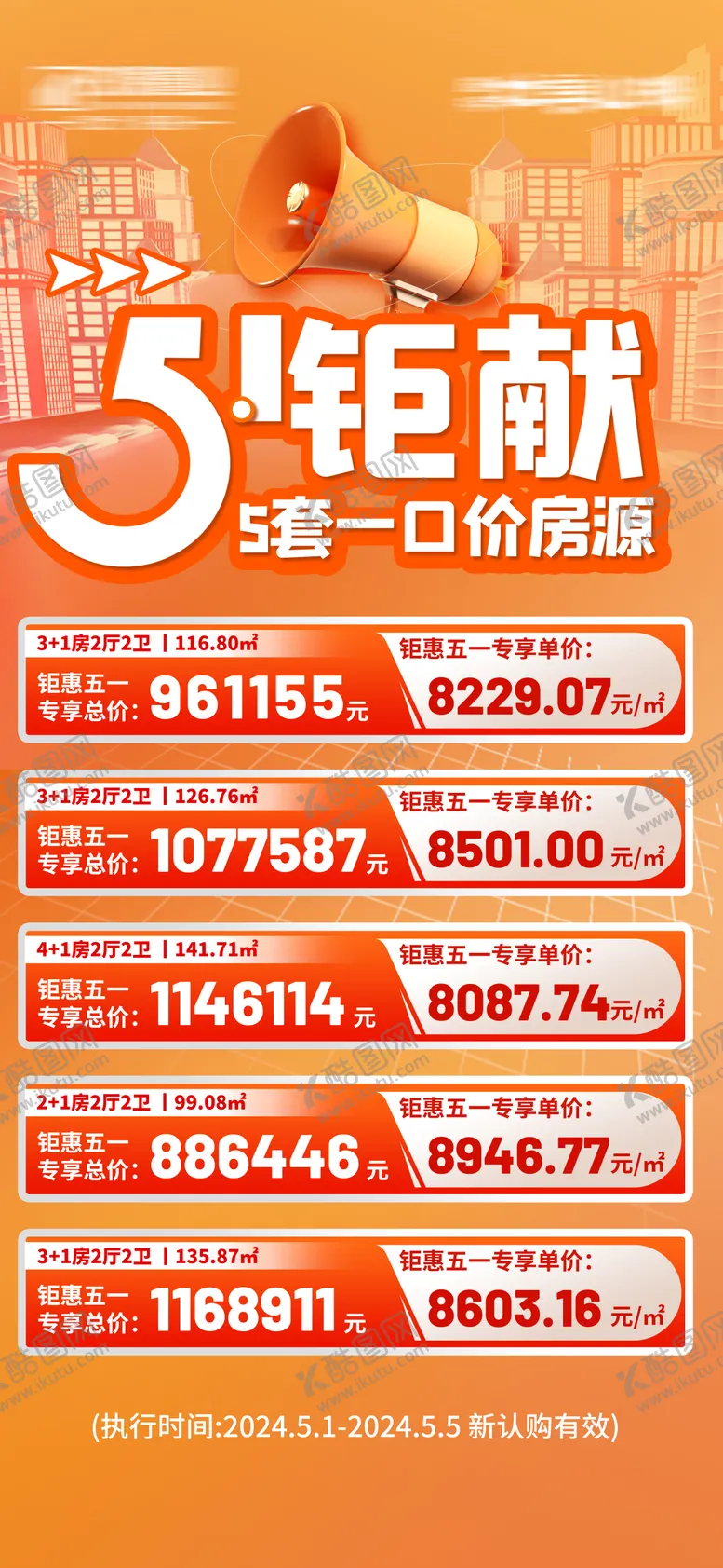 编号：95187007251648418900【酷图网】源文件下载-房地产五一重磅钜惠海报