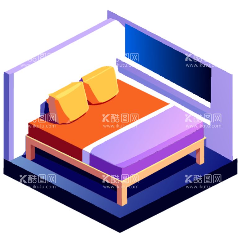 编号：19393612200317011632【酷图网】源文件下载-3D卧室和床