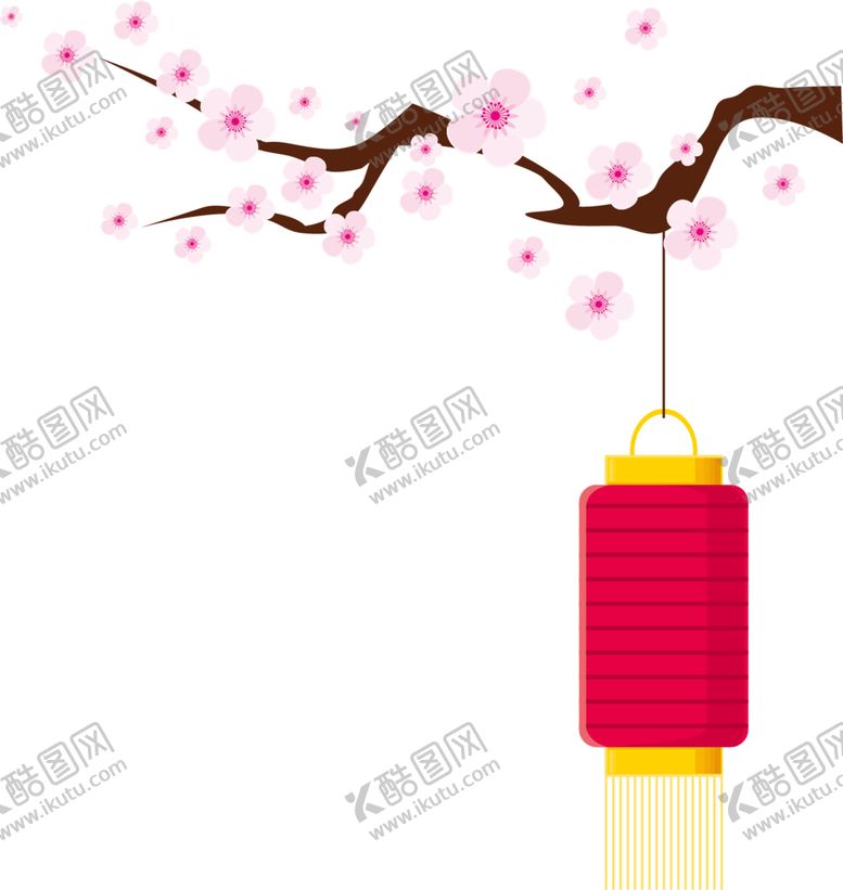 编号：17358505102022215574【酷图网】源文件下载-中国风灯笼梅花元素PNG