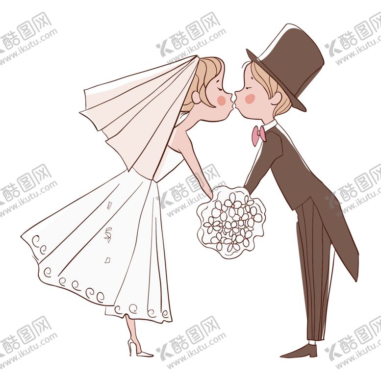 编号：74633910310828072891【酷图网】源文件下载-卡通新郎新娘