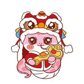 蛇年吉祥物插图卡通海报封面形象设计