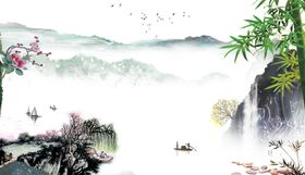 水墨画富贵飞鸟挂