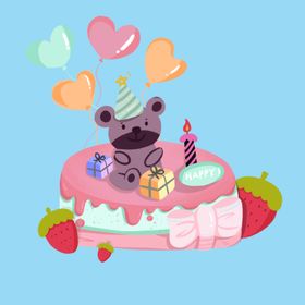 卡通可爱清新生日蛋糕元素