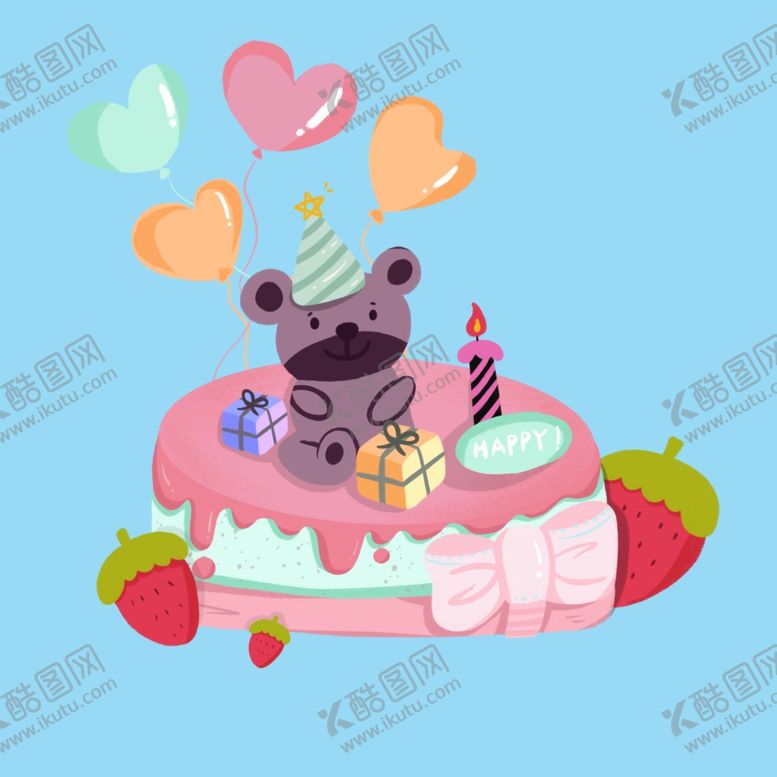 编号：41980705160456363736【酷图网】源文件下载-卡通可爱清新生日蛋糕元素
