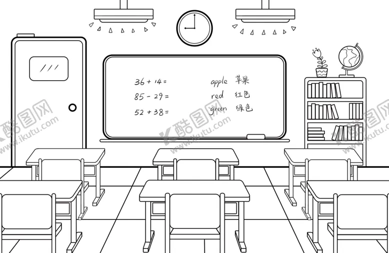 编号：39236212140255006480【酷图网】源文件下载-教室简笔画