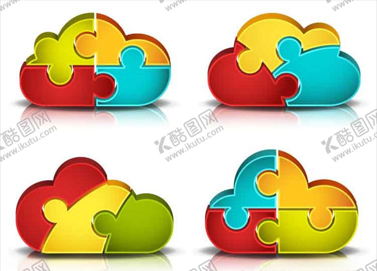 编号：93908410300634065411【酷图网】源文件下载-立体云3D素材拼图模块素材