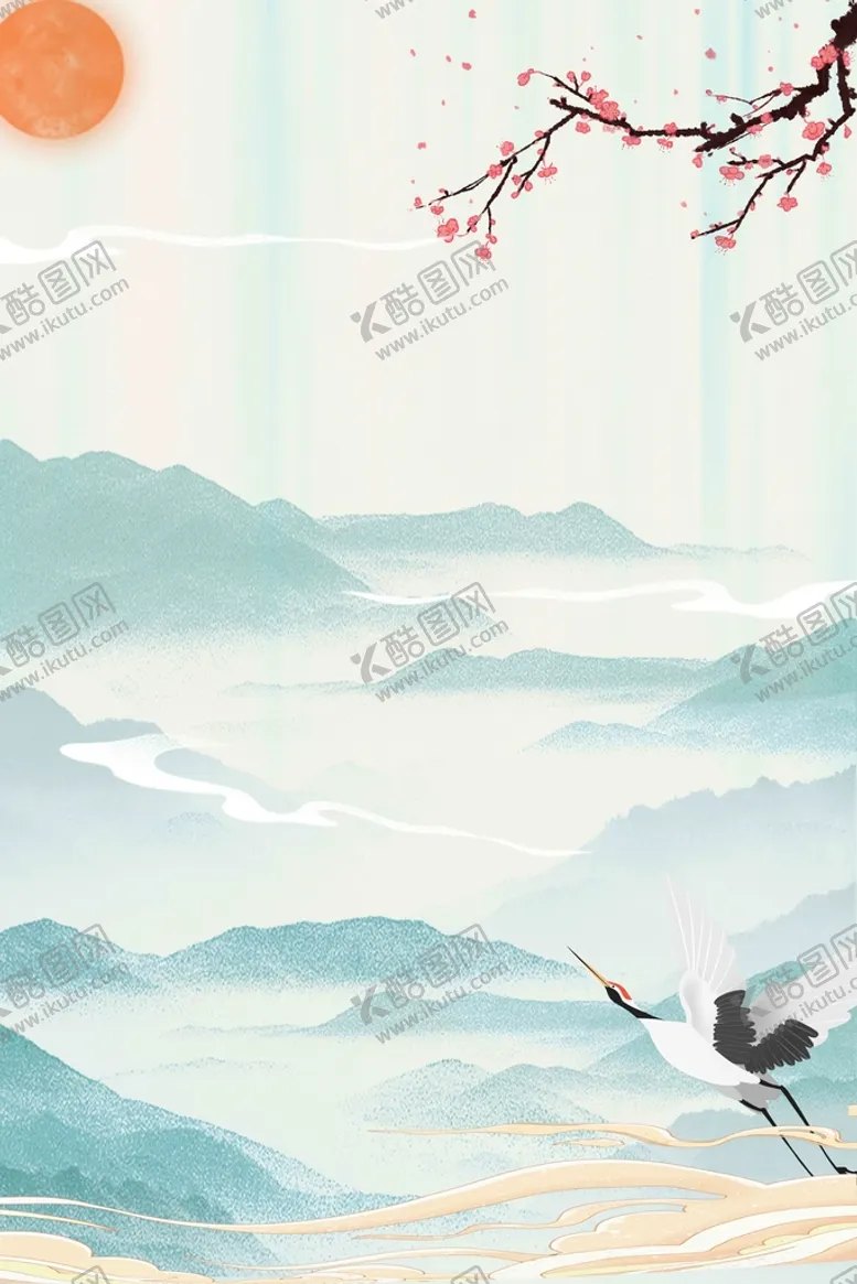 编号：58432709162126433509【酷图网】源文件下载-中式山水海报背景
