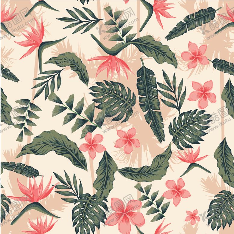 编号：17777409280737553796【酷图网】源文件下载-叶子花卉无缝图案