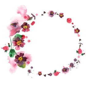 手绘花卉水彩边园林艺术森系纹